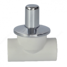 Клапан запорный (вентиль) PP-R белый хромированный Дн 25 90гр Ру-25 внутр. пайка LUX RTP (РосТурПласт)