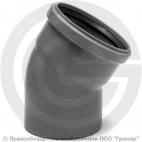 Отвод PP-H серый Дн 110 30гр б/нап в/к VALFEX Отвод PP-H серый Дн 110 30гр б/нап в/к VALFEX