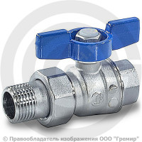 Кран латунный Ду-15 (1/2") Ру-35 ВР-"Американка" хром полнопроходной бабочка Giacomini R859