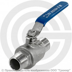 Кран нержавеющий AISI 304 (CF8) двусоставной Ду-25 (1") Ру-63 НР (НАР) муфтовый NK-BMML25/4