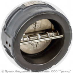 Клапан обратный двухстворчатый чугунный межфланцевый Ду-50 Ру-16 (Т<120°С) ств нерж ЗОД Ридан