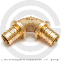 Угольник аксиальный бронзовый для PE-X труб Дн 20 90гр RAUTITAN PLATINUM RX Rehau