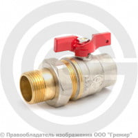 Кран латунный Ду-32 (1 1/4") Ру-20 ВР-"Американка" никель полнопроходной бабочка Aquasfera