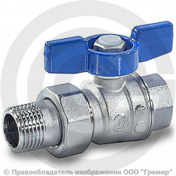 Кран латунный Ду-20 (3/4") Ру-35 ВР-"Американка" хром полнопроходной бабочка Giacomini R859