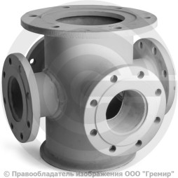 Крест с пожарной подставкой фланцевый ППКФ стальной Ду 250-200