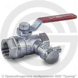 Кран латунный со спускником Ду-15 (1/2") Ру-42 ВР (ВН) хром рычаг Giacomini R250DS