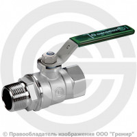 Кран латунный Ду-15 (1/2") Ру-42 ВР-НР (ВН-НАР) хром зеленый рычаг Giacomini R254WL