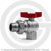 Кран латунный угловой Ду-15 (1/2") Ру-16 ВР-"Американка" хром полнопроходной бабочка Giacomini R789