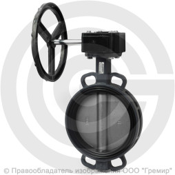 Затвор дисковый поворотный межфланцевый с редуктором Ду-200 Ру-16 NBR с нержавеющим диском Benarmo