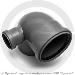 Отвод PP-H с выходом левый серый Дн 110-110 87гр б/нап в/к VALFEX