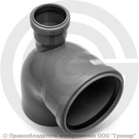 Отвод PP-H с выходом фронтально-вверх серый Дн 110-50 87гр б/нап в/к VALFEX Отвод PP-H с выходом фронтально-вверх серый Дн 110-50 87гр б/нап в/к VALFEX