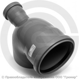 Отвод PP-H с выходом фронтально-тыльный серый Дн 110-50 87гр б/нап в/к VALFEX