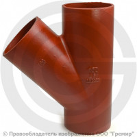 Тройник чугунный безраструбный SML Ду 150-150 45гр Китай Тройник чугунный безраструбный SML Ду 150-150 45гр Китай