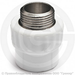 Муфта PP-R комбинированная белая НР (НАР) Дн 32-1" Pro Aqua