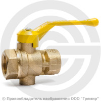 Кран газ трехходовой для манометра Ду-15 Ру-16 ВР (ВН) G1/2"-М20х1,5 без фланца с ручкой Цветлит