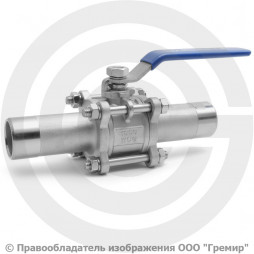 Кран нержавеющий AISI 304 (CF8) трехсоставной под приварку Ду-25 (1") Ру-64 NK-BE25/4