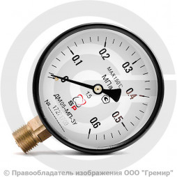 Манометр радиальный диаметр 100мм 0-6 кгс/см2 (0-0,6 МПа) G1/2" ДМ05-МП-3У Стеклоприбор