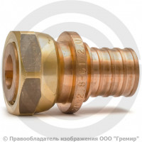 Соединитель аксиальный бронзовый для PE-X труб Дн 40-1 1/2" под плоское уплотнение с накидной гайкой RAUTITAN RX+ Rehau Соединитель аксиальный бронзовый для PE-X труб Дн 40-1 1/2" под плоское уплотнение с накидной гайкой RAUTITAN RX+ Rehau