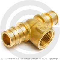 Тройник аксиальный латунный для PE-X труб Дн 16-1/2"-16 ВР (ВН) РОС Тройник аксиальный латунный для PE-X труб Дн 16-1/2"-16 ВР (ВН) РОС