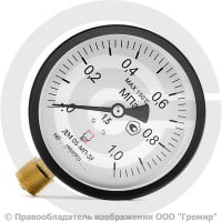 Манометр радиальный диаметр 100мм 0-10 кгс/см2 (0-1,0 МПа) G1/2" ДМ05-МП-3У Стеклоприбор