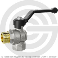 Кран латунный угловой Ду-15 (1/2") Ру-40 ВР-НР (ВН-НАР) никель рычаг черный LD Pride 47.203.15