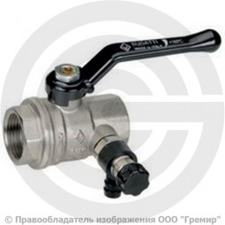 Кран латунный со сливным клапаном Ду-20 (3/4") Ру-40 ВР (ВН) никель рычаг Bugatti серия 330