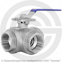 Кран нержавеющий AISI 304 (CF8) трехходовой T-тип Ду-40 (1 1/2") Ру-40 ВР (ВН) муфтовый NK-BTt40/4 Кран нержавеющий AISI 304 (CF8) трехходовой T-тип Ду-40 (1 1/2") Ру-40 ВР (ВН) муфтовый NK-BTt40/4