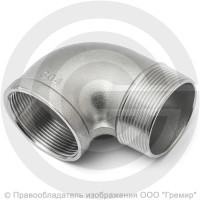 Отвод резьбовой (угольник) нержавеющий AISI 304 НР-ВР (НАР-ВН) Ду-40 (1 1/2")