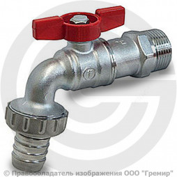 Кран латунный водоразборный Ду-20 (3/4") Ру-10,5 НР-Штуцер бабочка Giacomini R620