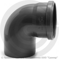 Отвод НПВХ (ПВХ) с раструбом серый Дн 110 87гр б/нап в/к ТУ 6-49-33-92 Хемкор