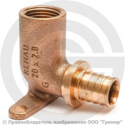 Водорозетка аксиальная бронзовая для PE-X труб Дн 16-1/2" ВР (ВН) L=54мм длинная RAUTITAN RX+ Rehau