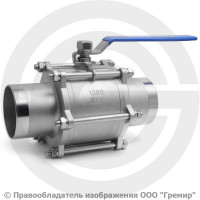 Кран нержавеющий AISI 304 (CF8) трехсоставной под приварку Ду-150 ( 6") Ру-16 NK-BE150/4