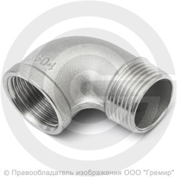 Отвод резьбовой (угольник) нержавеющий AISI 316 НР-ВР (НАР-ВН) Ду-8 (1/4")