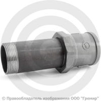 Сгон в сборе стальной L=150мм Ду-40 (1 1/2") в комплекте с чугунной муфтой и контргайкой КАЗ