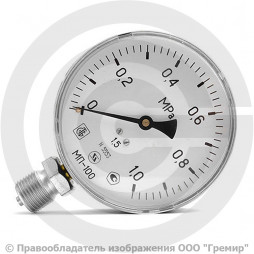 Манометр радиальный диаметр 100мм 0-10 кгс/см2 (0-1,0 МПа) М20х1,5 МП-100 Завод теплотехнических приборов