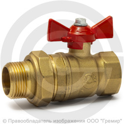 Кран латунный Ду-20 (3/4") Ру-40 ВР-"Американка" бабочка VALFEX 11Б27фт1М