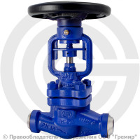 Клапан запорный стальной под приварку Ду-65 Ру-40 (Т<400°С) сальниковый KV37 Гранвент