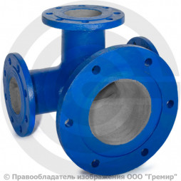 Тройник с пожарной подставкой фланцевый ППТФ Ду 100-100 (L=400-200) ВЧШГ с ЦПП цинк+AL ГОСТ ISO 2531-2012