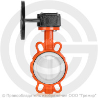 Затвор дисковый поворотный межфланцевый с редуктором Ду-300 Ру-16 PTFE с нержавеющим диском+PTFE Helver VBS-143