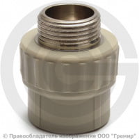 Муфта PP-R комбинированная серая НР (НАР) Дн 40-1" VALFEX Муфта PP-R комбинированная серая НР (НАР) Дн 40-1" VALFEX