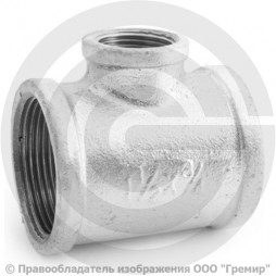 Тройник переходной чугунный оцинкованный ВР (ВН) Ду 40-20 (1 1/2"-3/4")