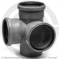 Крестовина PP-H двухплоскостная серая Дн 110-110-110 б/нап в/к VALFEX