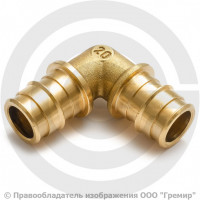 Угольник аксиальный латунный для PE-X труб Дн 25 90гр РОС Угольник аксиальный латунный для PE-X труб Дн 25 90гр РОС