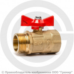 Кран латунный Ду-20 (3/4") Ру-16 ВР-НР (ВН-НАР) бабочка ГАЛЛОП ПРАКТИК 131