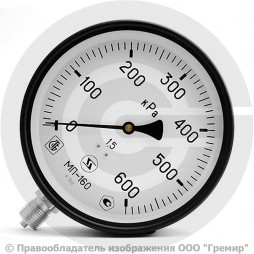 Манометр радиальный диаметр 160мм 0-6 кгс/см2 (0-0,6 МПа) G1/2" МП-160 Завод теплотехнических приборов