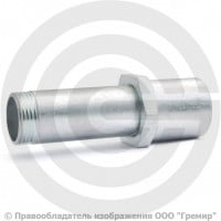 Сгон в сборе стальной оцинкованный L=130мм Ду-32 (1 1/4") в комплекте с чугунной муфтой и контргайкой КАЗ