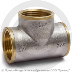 Тройник латунный ВР (ВН) Ду-25 (1") никель Aquasfera