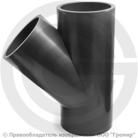 Тройник ПВХ клеевой серый Дн 110 45гр Ру-16 напорный Aquaviva