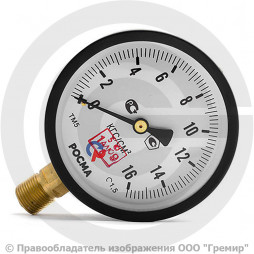 Манометр радиальный диаметр 100мм 0-16 кгс/см2 (0-1,6 МПа) G1/2" ТМ-510Р.00 Росма