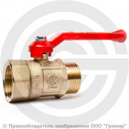 Кран латунный Ду-50 (2") Ру-16 ВР-НР (ВН-НАР) рычаг ГАЛЛОП ПРАКТИК 121